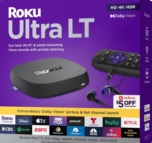 Roku Ultra LT (2023) HD/4K/HDR Dolby Vision Quad-Core Streaming Player
